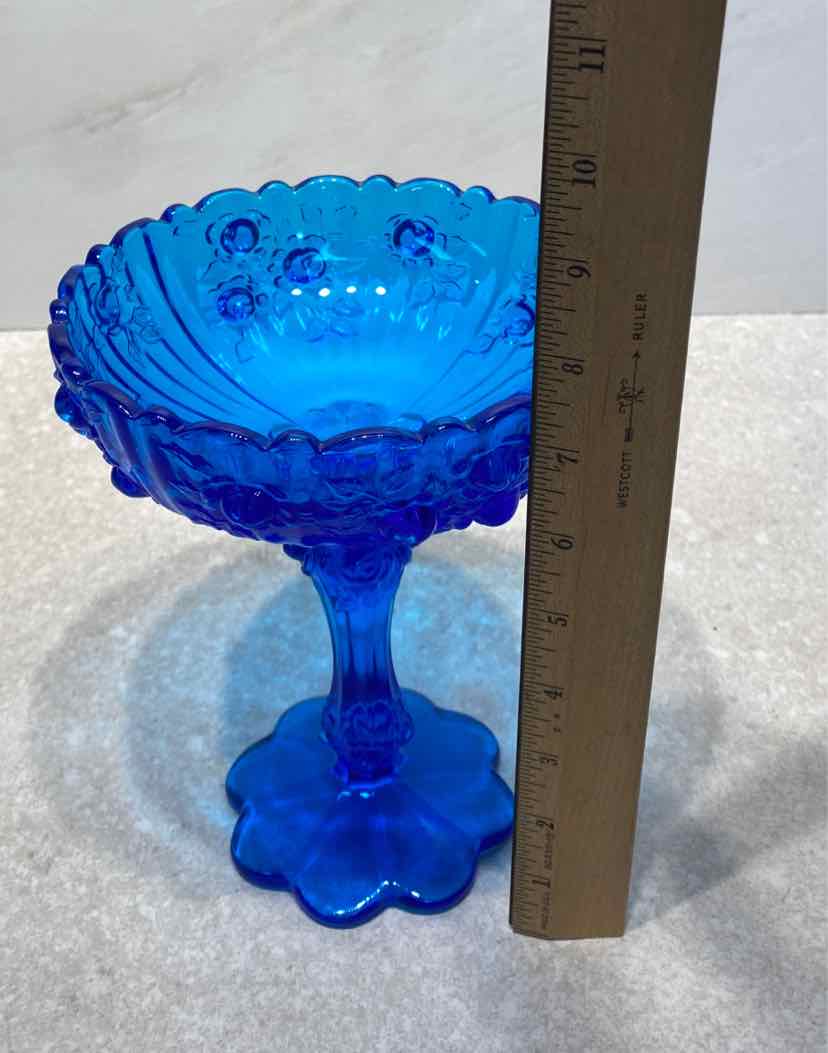 Fenton Colonial Blue Rose Compote