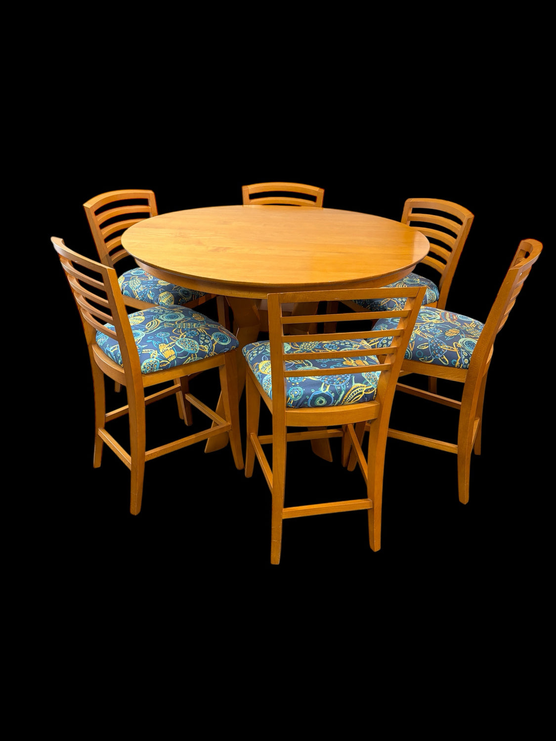 Honey Maple Pub Table and 6 Chairs