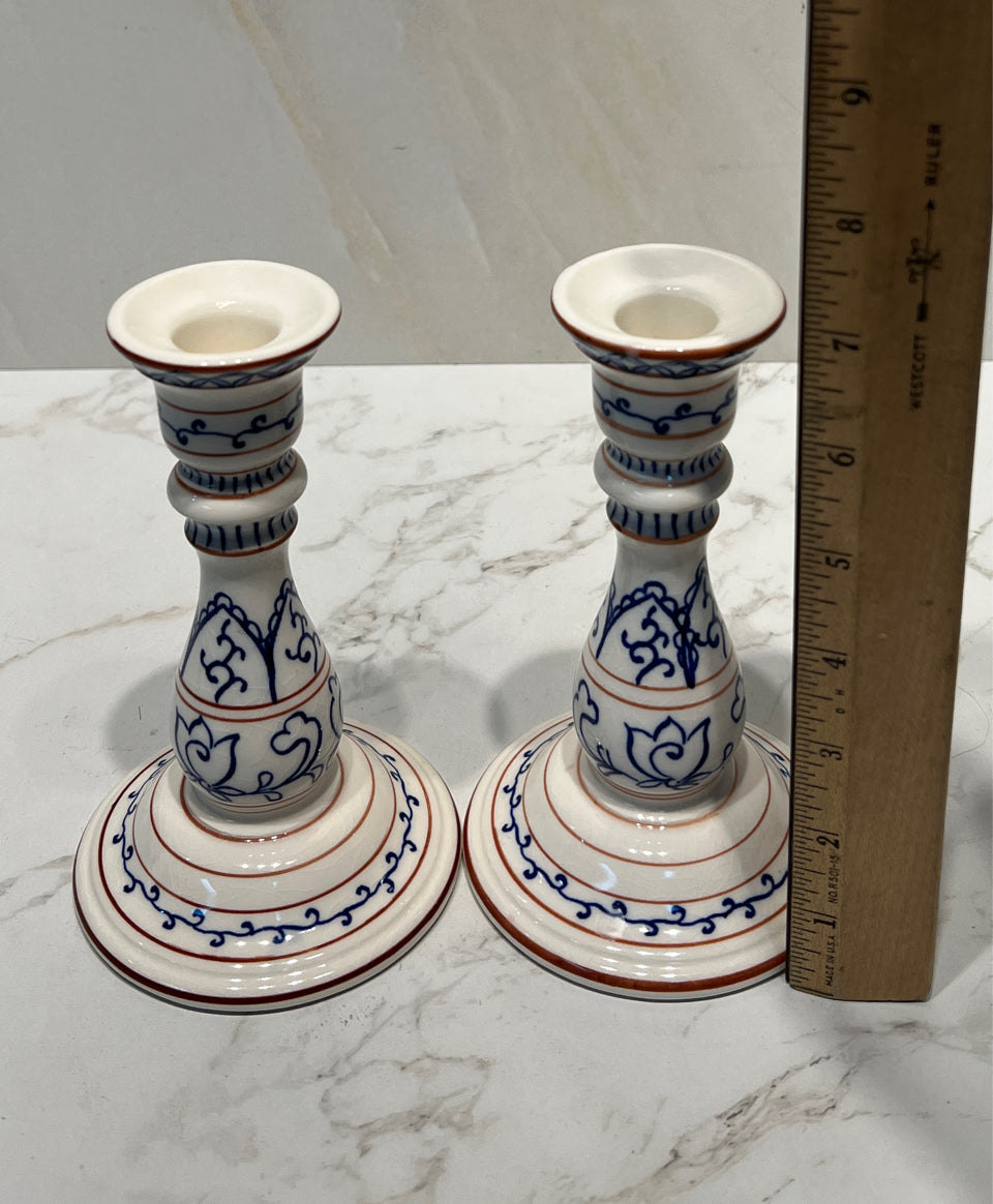 Pair Of Tifany And . Candle Holders