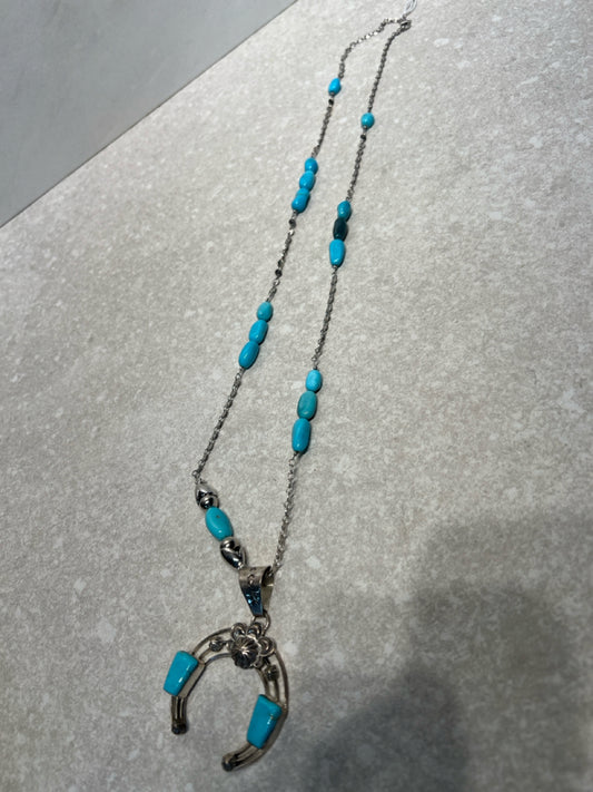 Sterling Turquoise Squash Necklace