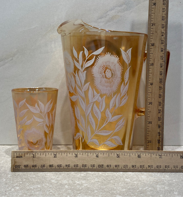 Vintage Pitcher And 4 Glases