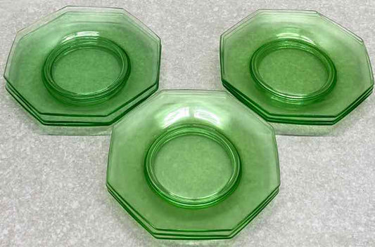 Set of 9 Uranium Glass Plates