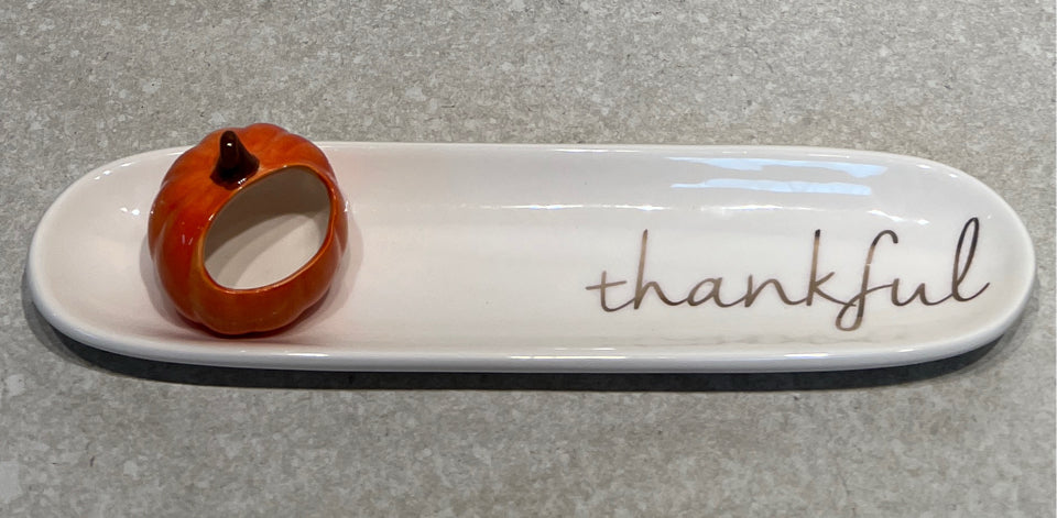 Thankful Dish with Toothpick Holder
