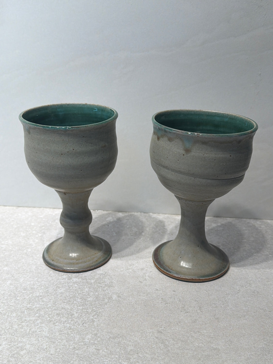 Set of 2 Pottery Compotes