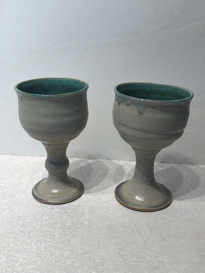 Set of 2 Pottery Compotes
