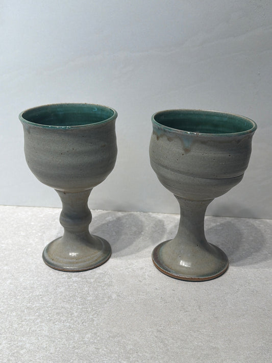 Set of 2 Pottery Compotes