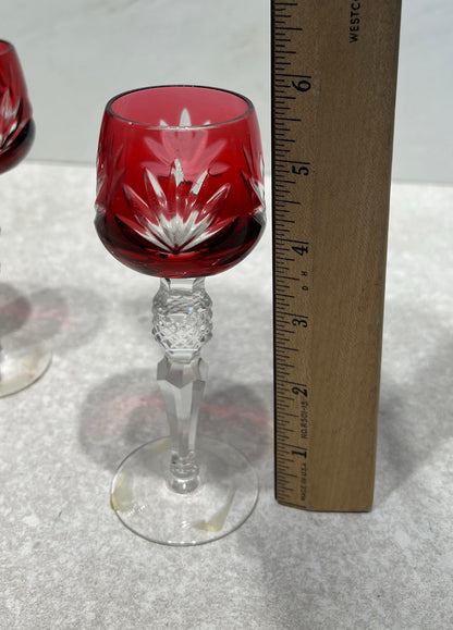 Set of 4 Bleikristall Cut to Clear Cordials