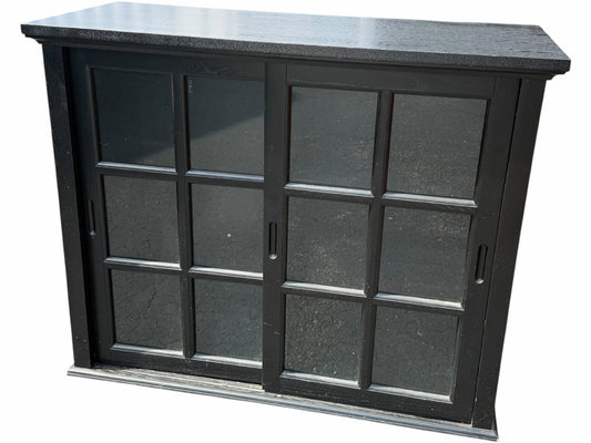 Black Bookshelf With Sliding Doors