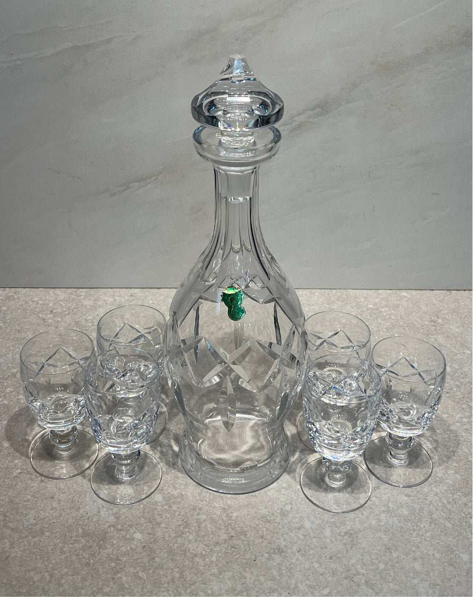 Waterford Decanter and 6 Cordials