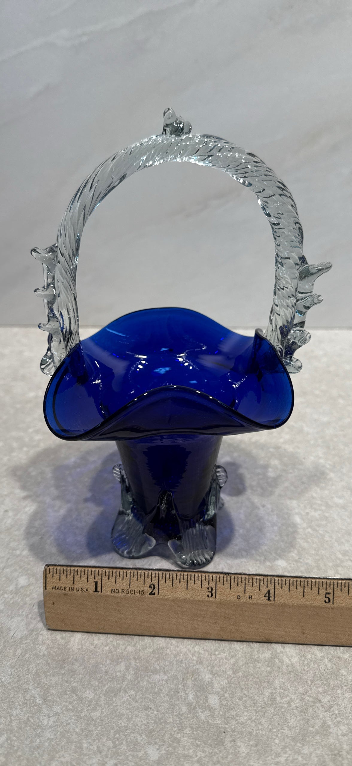 Blue Handblown Basket