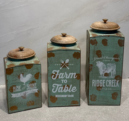 Set of 3 Covered Canisters