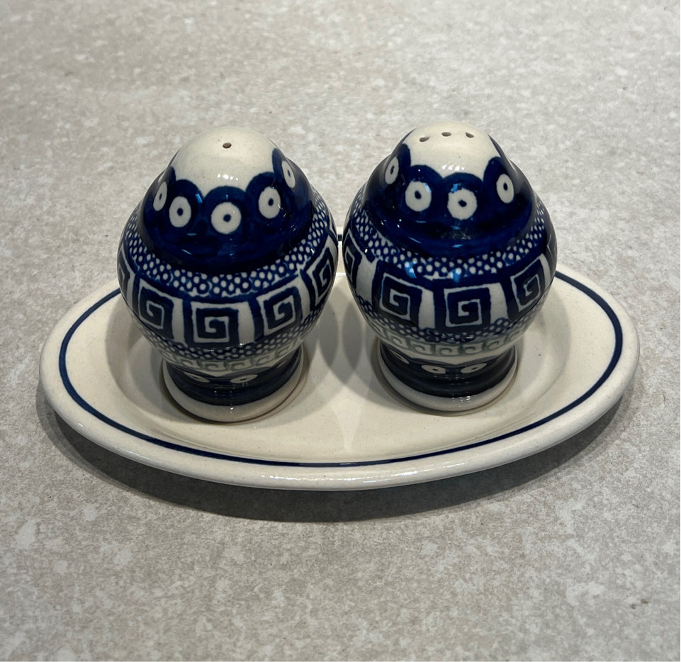 Polish Pottery S + P, & Tray