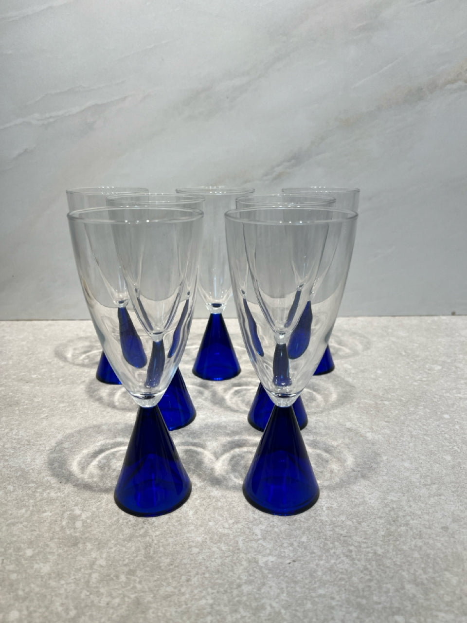 Set of 7 Sasaki Eon Blue Wine Glass