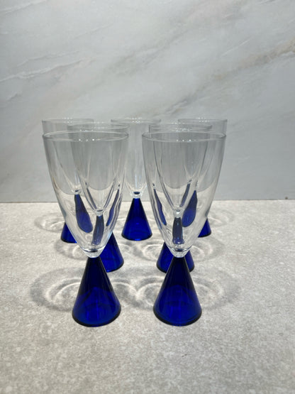 Set of 7 Sasaki Eon Blue Wine Glass