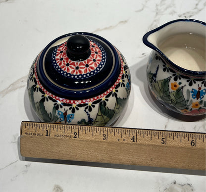 Polish Pottery Sugar and Creamer