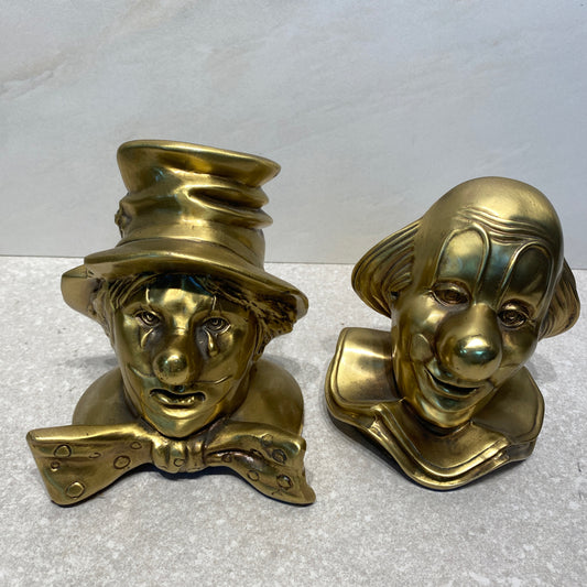 Pair of Brass Clown Bookends