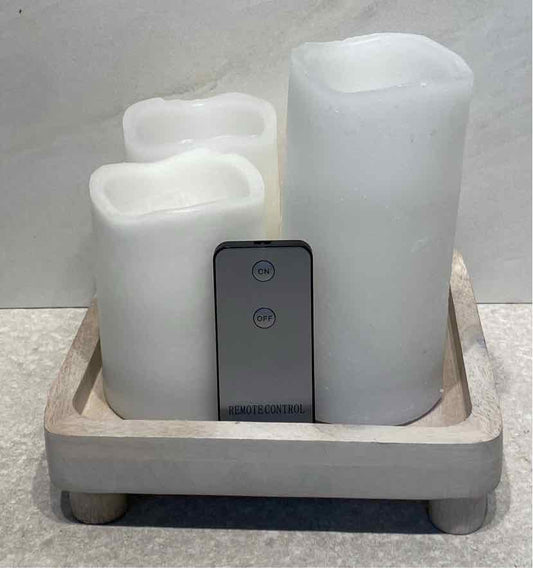 4 Battery Operated Candles with Tray