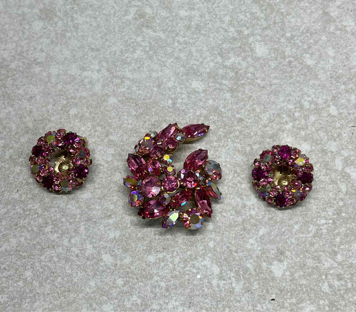 Regency Pink Pin and Earrings