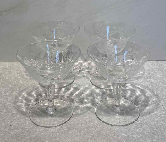 Set of 4 Etched Glasses