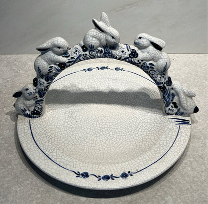 Dedham Pottery Handled Cake Plate