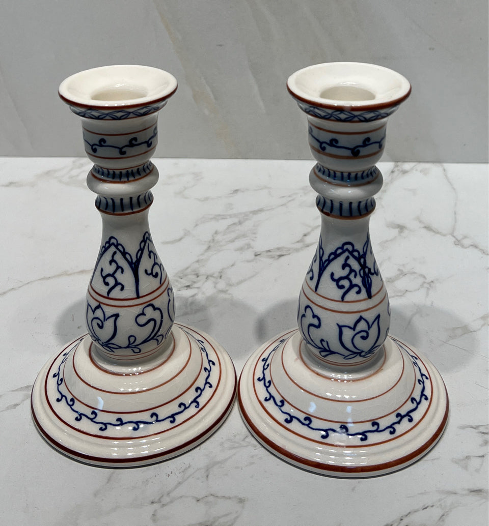 Pair  Of Tifany And . Candle Holders