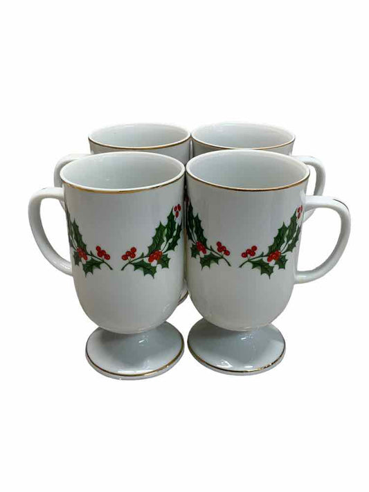 Set of 4 Holly Mugs