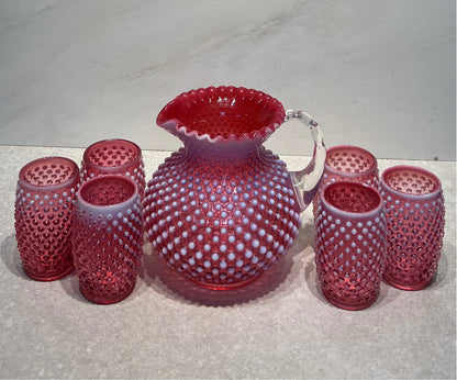 Fenton Hobail Pitcher and 6 Glasses