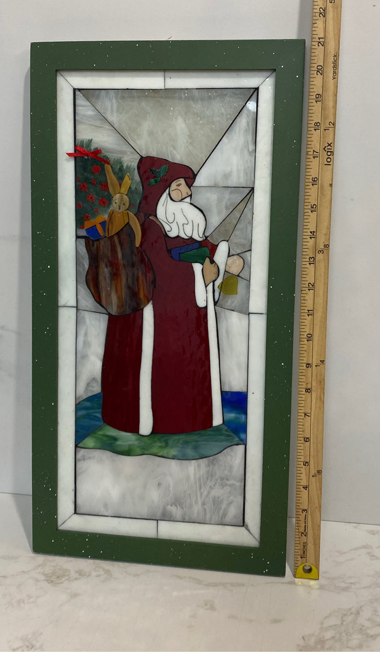 Santa Stain Glass Decor