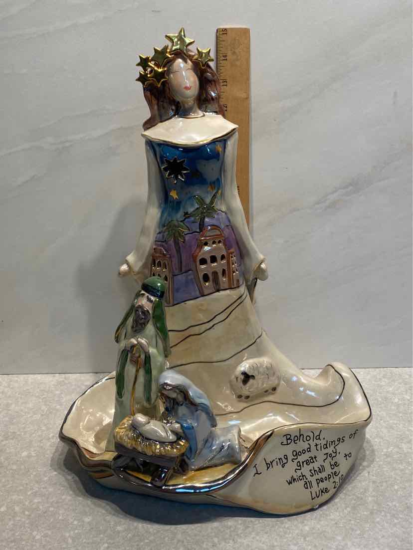 Blue Sky Angel Nativity Candleholder