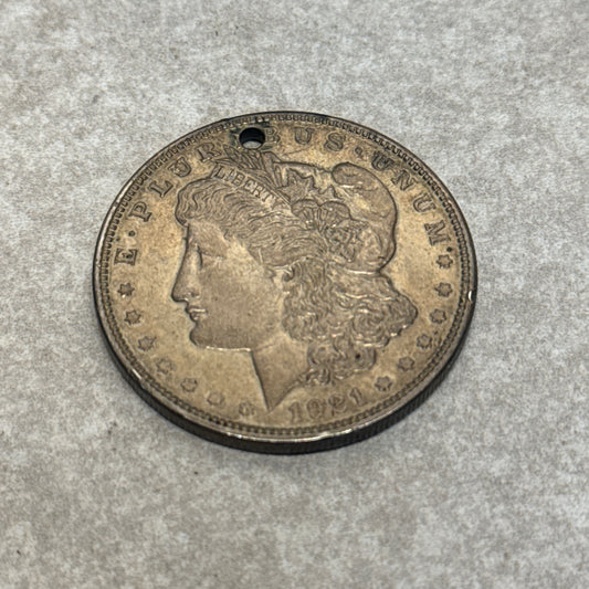 1921 Morgan Silver Dollar Holed