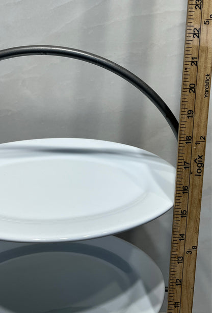 Set of 3 Crate and Barrel Plates on Stand