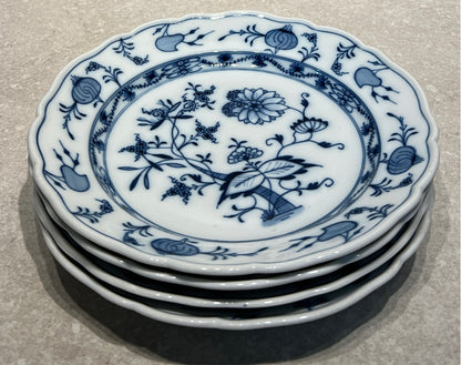 Set of 4 Meissen Blue Onion Plates