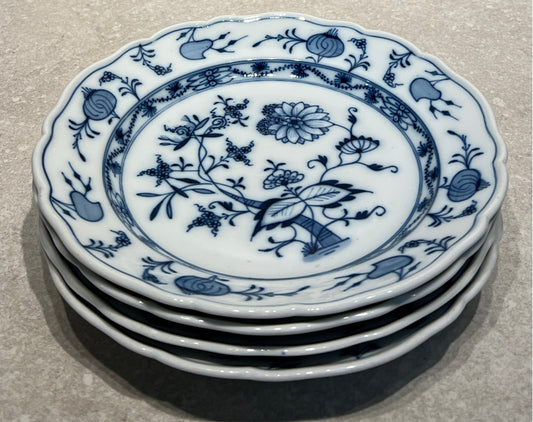 Set of 4 Meissen Blue Onion Plates