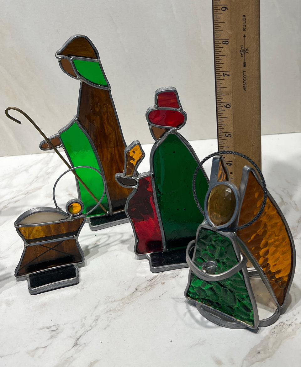 7 Piece Stain Glass Nativity Set