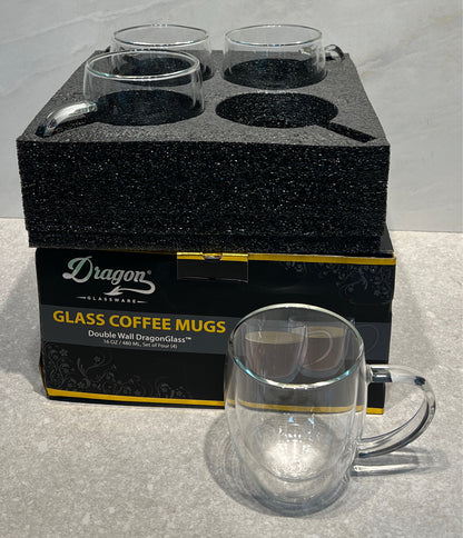 Set of 4 Double-Walled Coffee Mugs