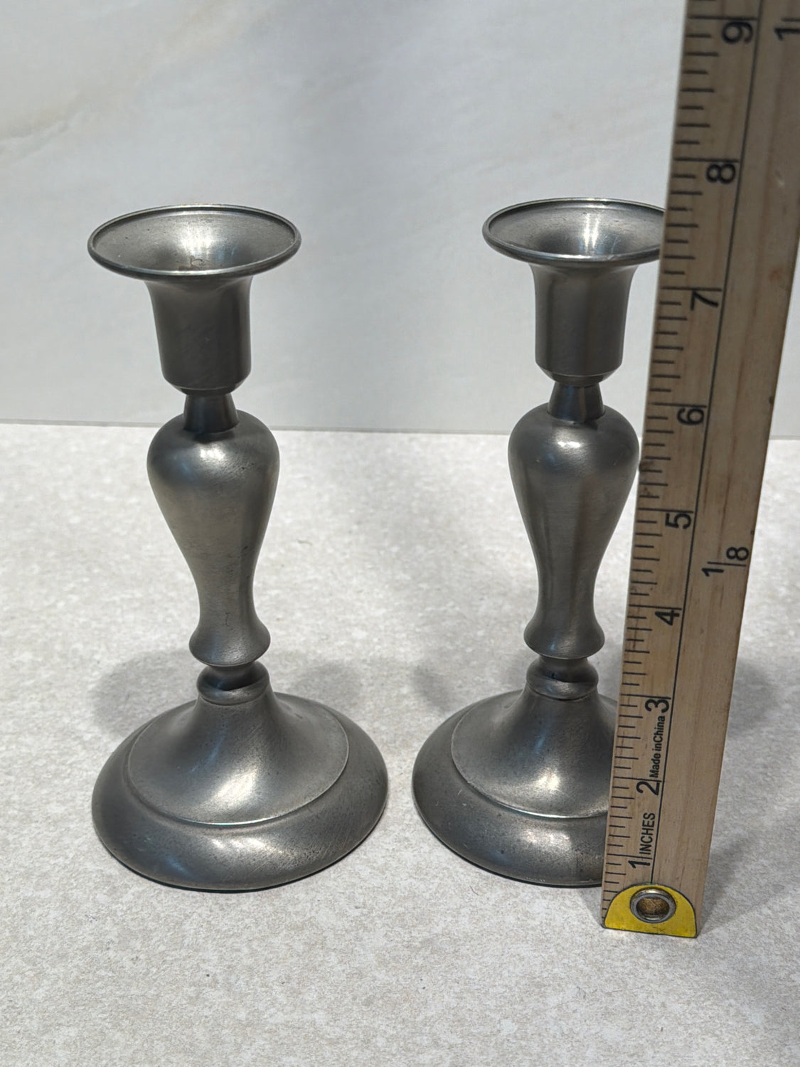 Set of 2 Pewter Candle Holders