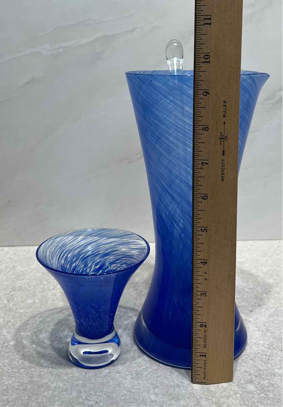 Blue Decanter Set With 4 Glasses