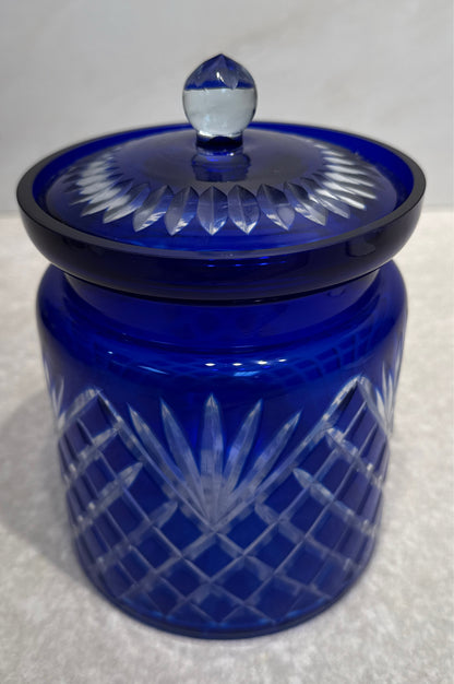 Cut to Clear Cobalt Blue Covered Jar
