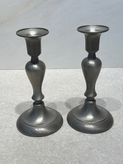 Set of 2 Pewter Candle Holders