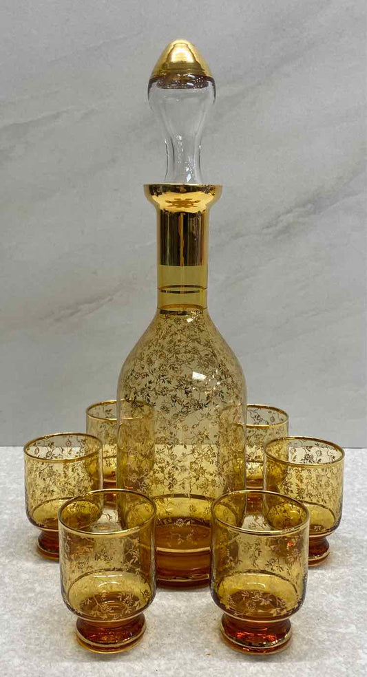 Murano Decanter and 6 Glasses