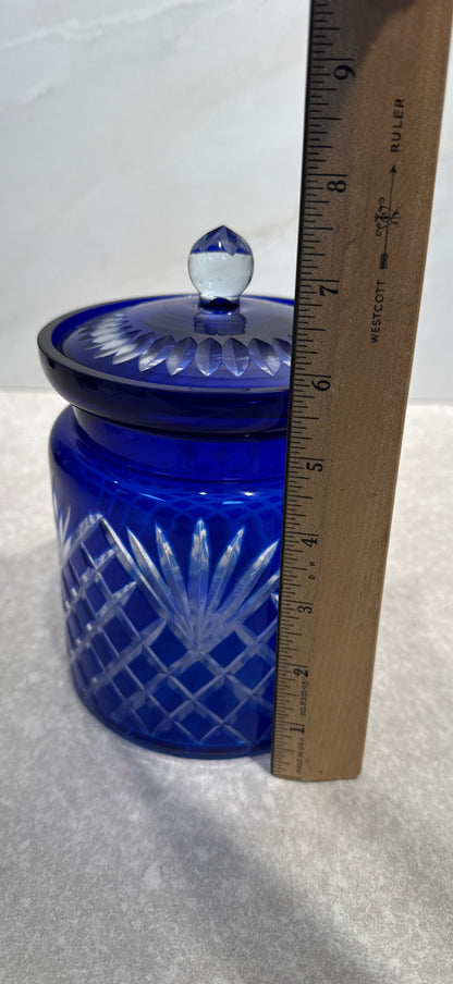 Cut to Clear Cobalt Blue Covered Jar