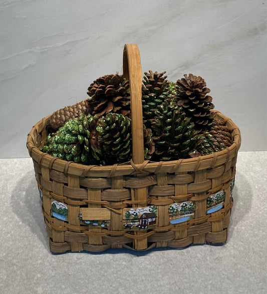 Basket with pinecones