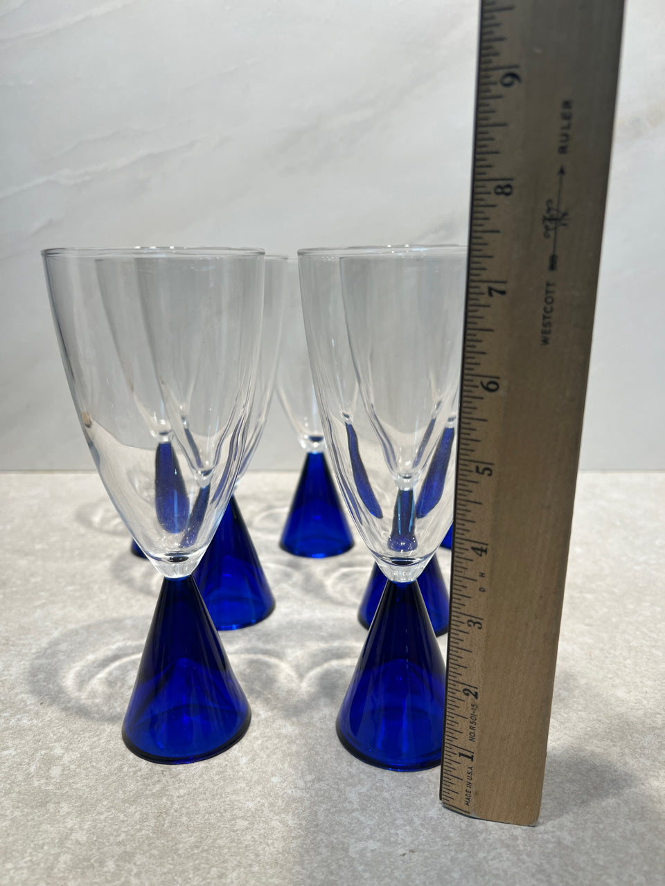 Set of 7 Sasaki Eon Blue Wine Glass