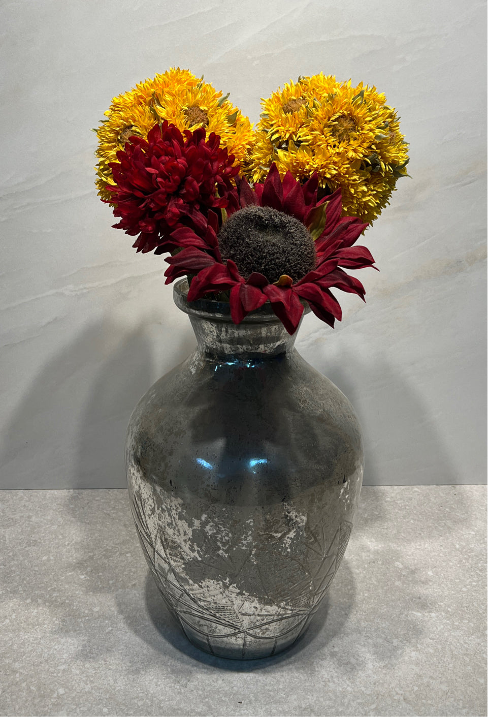 Pottery Barn Vase with Flowers