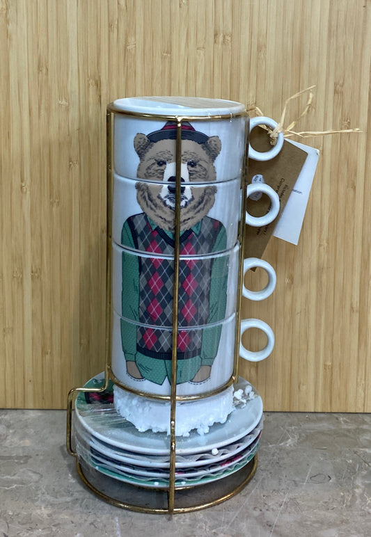 Mugs and Plates on Stand