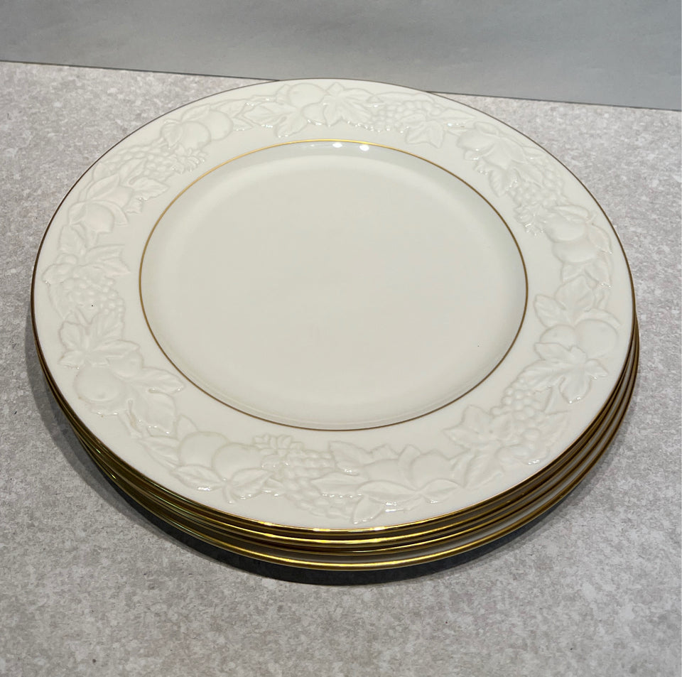 Set Of 4 Lenox Fruits Of Life Dinner Plates