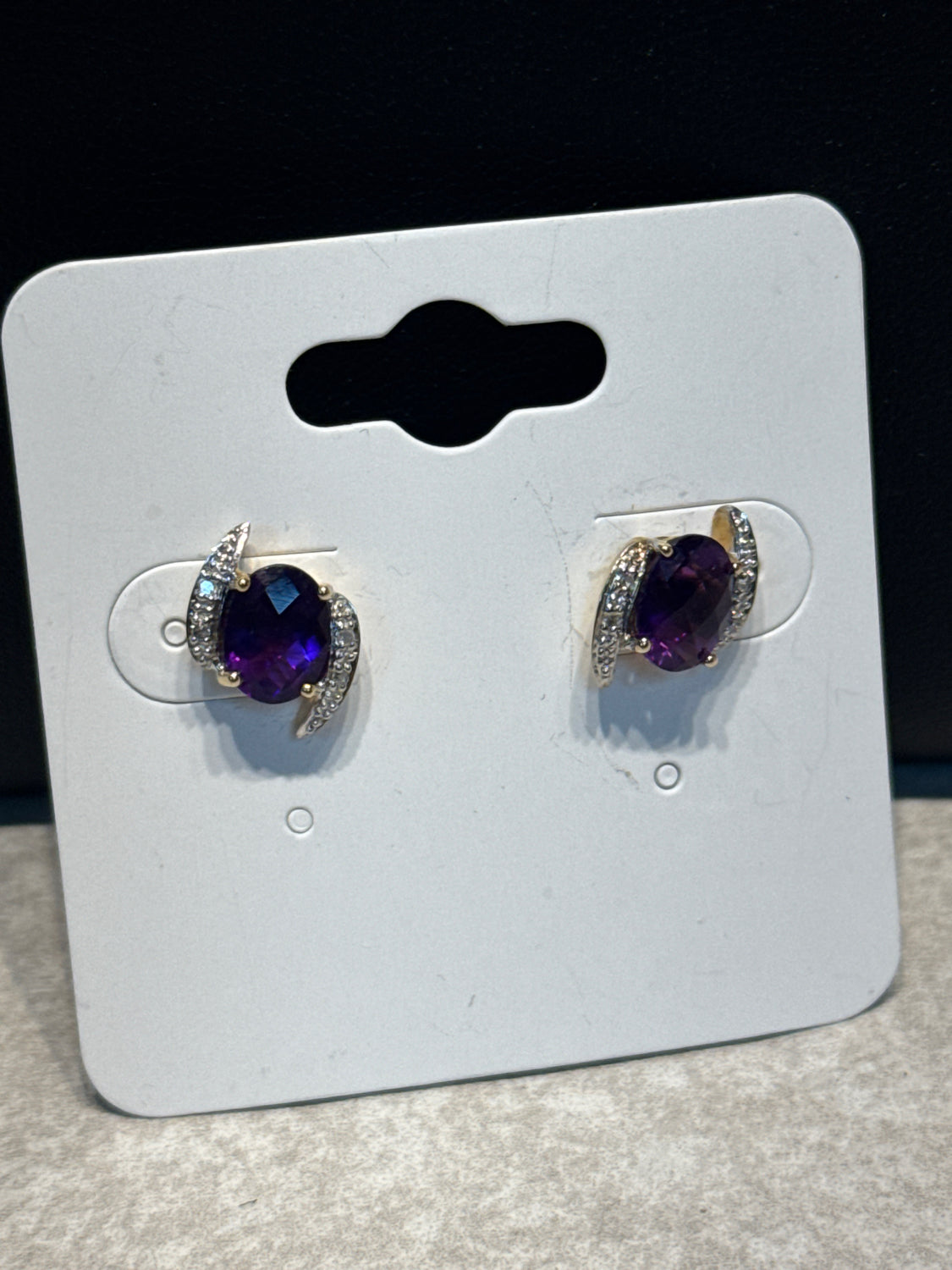14K Amethyst Diamond Earrings