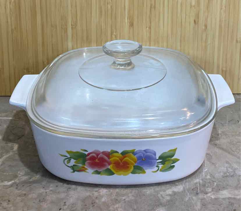 Covered Corning Ware Cassrole