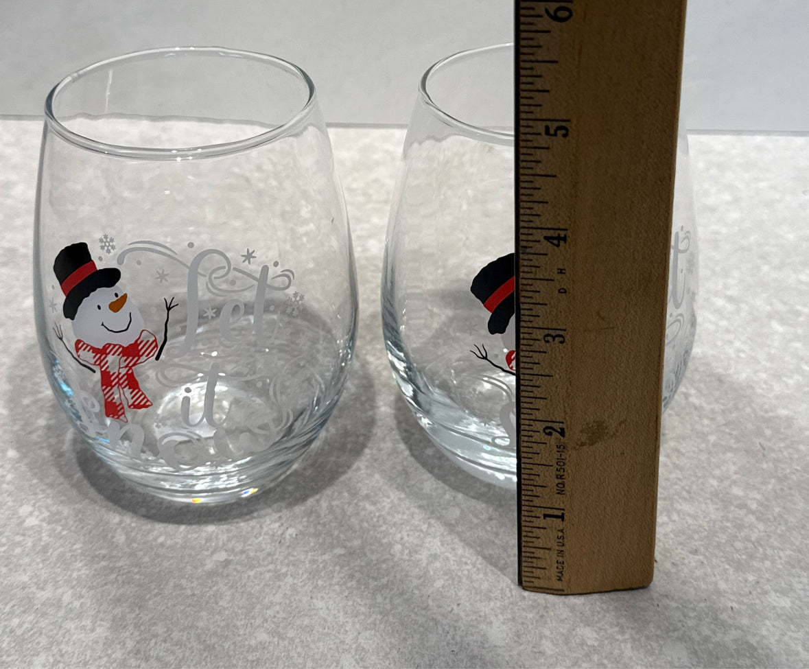 Set of 2 Snowman Glasses