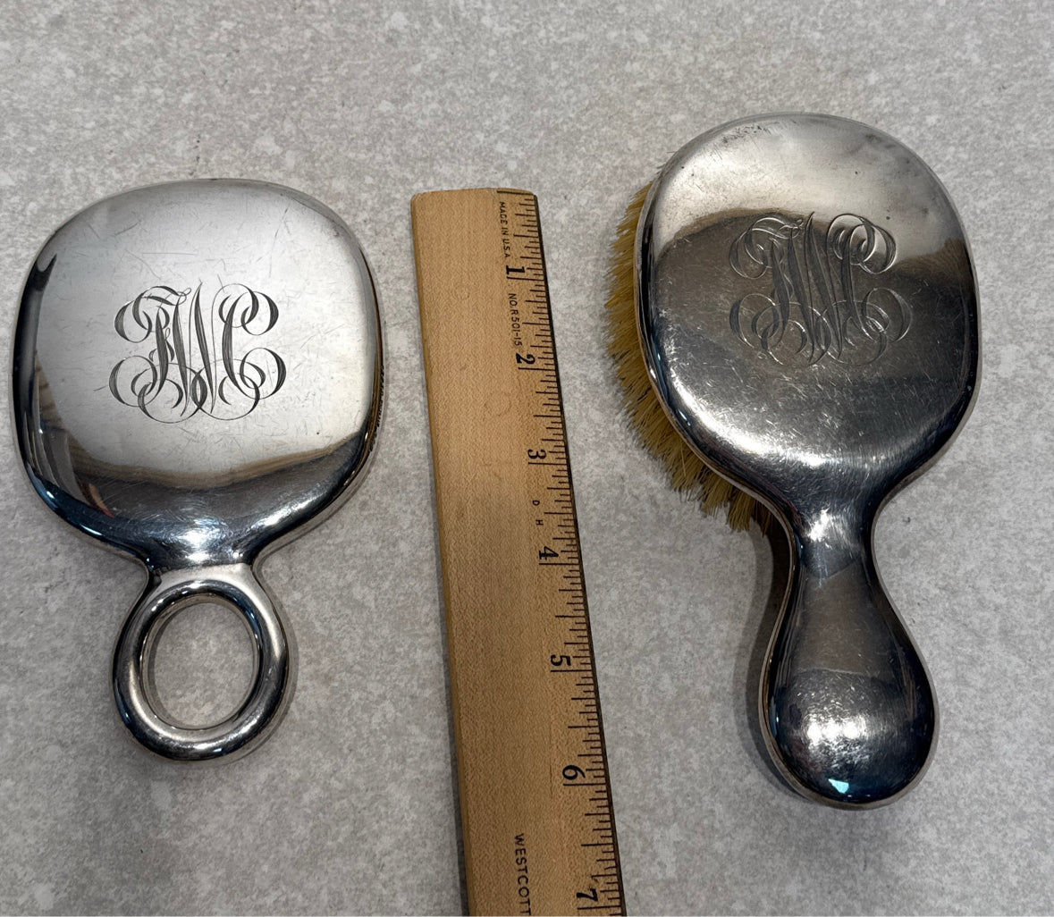 Sterling Vanity Mirror and Brush